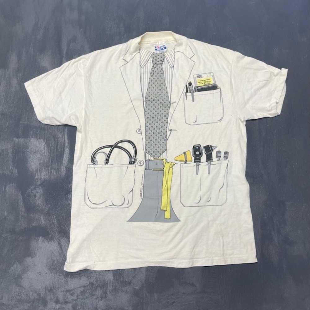 Vintage Doctor Lab Coat Shirt Mens L White 1990s‎ Leslie Arwin